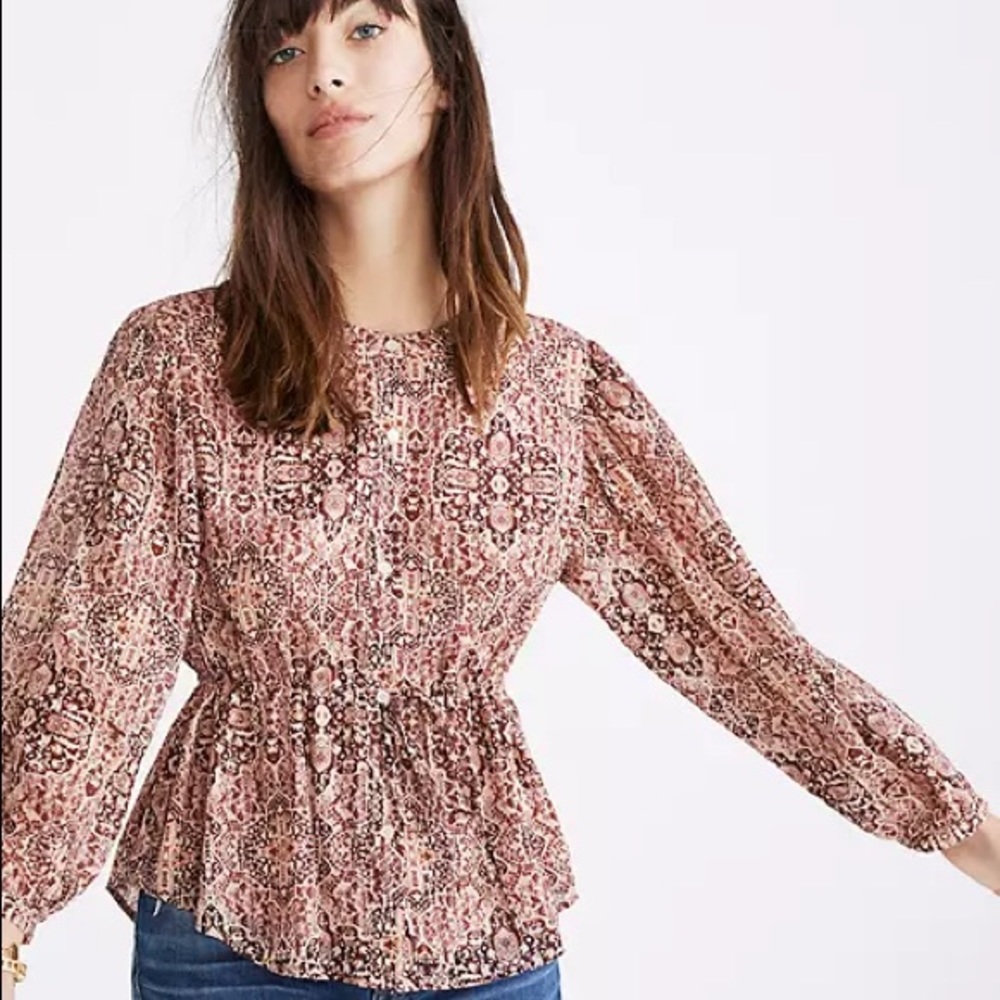 madewell kaleidoscope print drawstring top xs